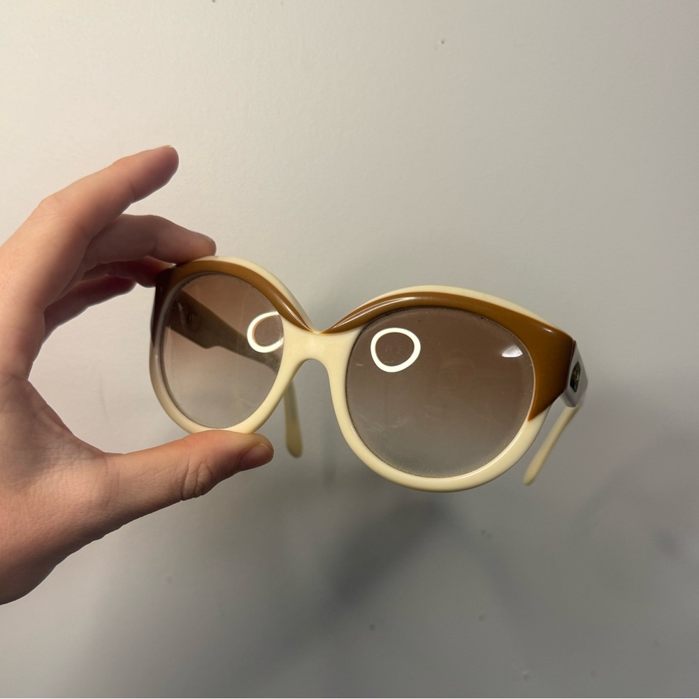 Vintage Celine Chic Brown and Cream Sunglasses Hand made in France 1970’s